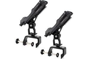 Xproutdoor 2 Pack Fishing Boat Rods Holder, Fishing Pole Rod Racks with 360 Degree Adjustable Large Clamp Opening, for Fishing Boat, Kayaks