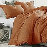 Comforter King Size Burnt Orange, 3 Piece Boho Soft Terracota Modern Bedding Set, Lightweight Caramel Rust All Season Microfiber Down Alternative Bed Comforter with 2 Pillow Shams for Women Men