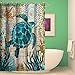 Shower Curtain Bathroom Waterproof Sea Turtle With 12 Hooks Mildew Resistant