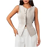 MakeMeChic Women's Vest Top Sleeveless Business Blazer Button Down Dressy Suit Teacher Outfit