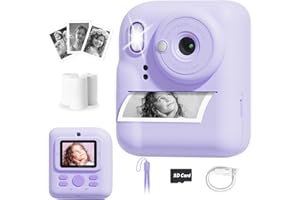 Pussan Kids Camera Instant Print, 1080P Instant Print Camera Toys for 3-12 Year Old Girls, Christmas Birthday Gifts for Age 3