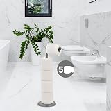 Pristine Freestanding Toilet Roll Holder Storage Grey Space Saving Design view 5