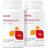 GNC Melatonin 3mg, Supports Restful Sleep, Twin Pack, 120-Day Supply | Supports Restful Sleep, Convenient Daily Formula, Vegetarian Tablets, Gluten-Free, No Soy, No Wheat, No Dairy