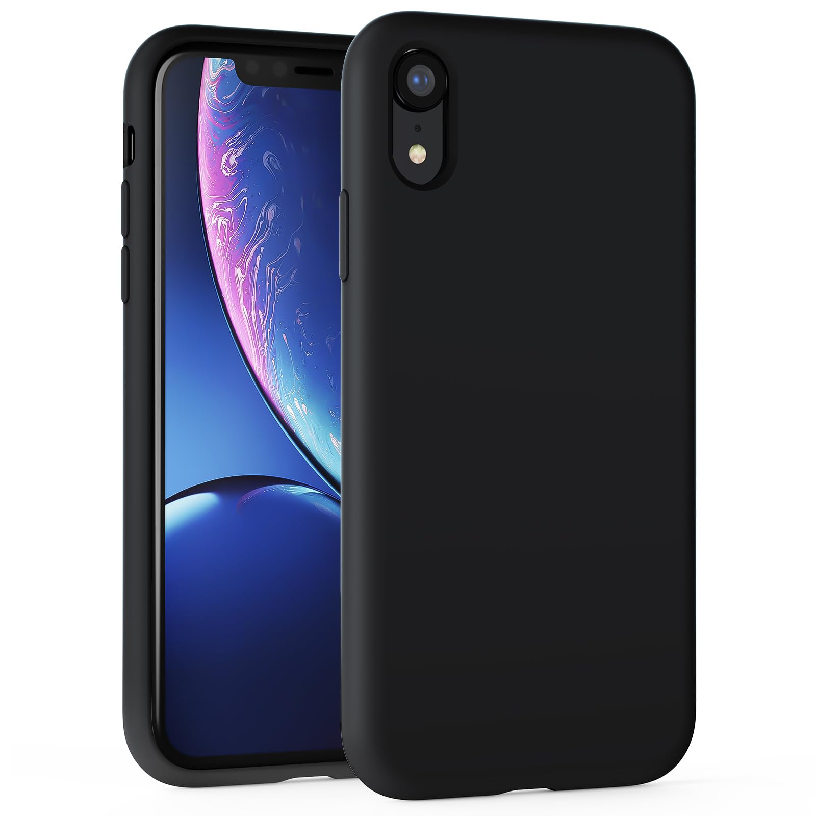TAXXOE Silicone Case Compatible with iPhone XR Case Soft Ultra Slim Protective Shockproof Liquid Silicone Phone Case, Anti-Scratch Microfiber Lining, 6.1" Black — image 1