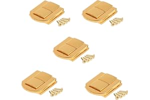 dophee Toggle Catch Lock 0.98"x0.79" Gold Retro Style Iron Hasp Wood Chest Lock Latch Clasp with Screws for Jewellery Box Suitcase Chest Decoration (5-Pack)