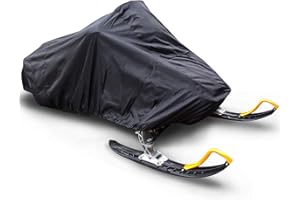 TNARRU Mayhour Snowmobile Cover Waterproof Trailerable Sled Cover UV Resistant Stoarge Universal Fit Heavy Duty Dust Covers with Elastic Cord Snow Machine Protective Large Black 145x51x48in368x130x121cm