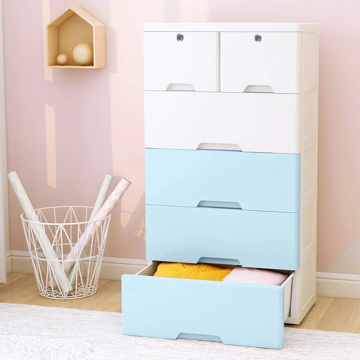 Amazon Com Nafenai Dresser 6 Drawer Storage Cabinet With Locks