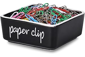 ONTUBE Ceramic Farmhouse Paper Clip Holders for Desk 3.3 Inch, Black