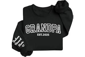 BMYDIY Personalized Fathers Day Birthday Gift for Dad Grandpa, Custom Embroidered Sweatshirt Hoodie with Name on Sleeve