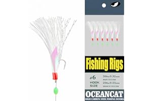 OCEAN CAT 5/10/25/50/100 Packs Fishing Rigs 6 Hook/Set Rainbow Skin Silk String Hook Fishing Lure Saltwater Freshwater Bait Rig Tackle 5#6#7#8#9#10#