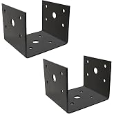 4x4 Deck Post Concrete Anchor Connector Bracket, Fence Post Base, Black Powder-Coated (2 Pack)