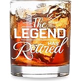 Fatbaby Funny Retirement Gifts For Coworker Men,The Legend Has Retired Whiskey Glasses,Humorous Retirement Gifts For Grandpa Dad Boss Old Fashioned Wine Glass 10 OZ