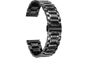 BINLUN Stainless Steel Watch Bands Quick Release 12mm-24mm Universal Metal Replacement Watch Straps SmartWatch Bracelets Links Straight & Curved Ends Men Women 6 Colors(Black,24mm)