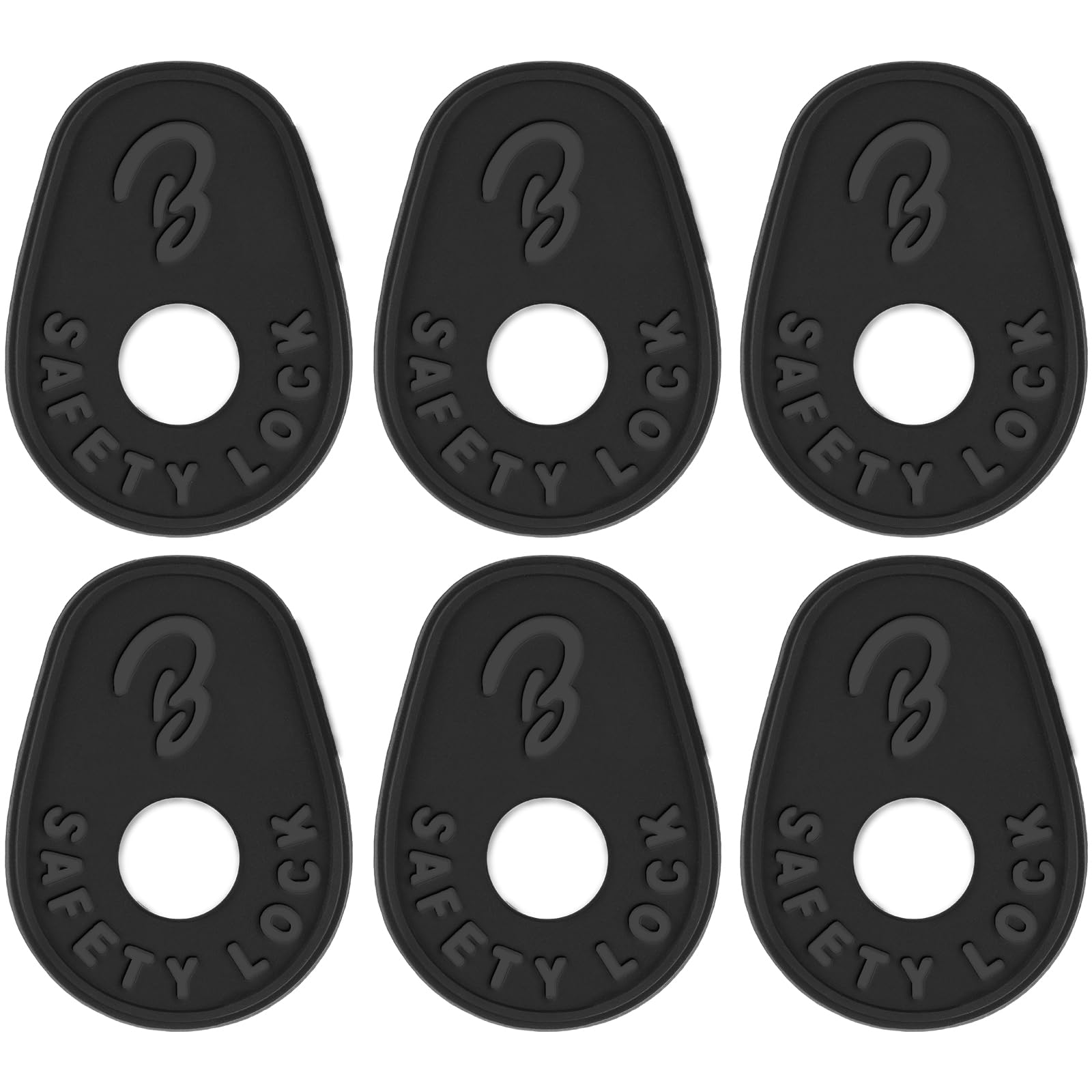 Guitar Strap Blocks, 6PCS Premium Silicone Safety Locks (B Style Black)