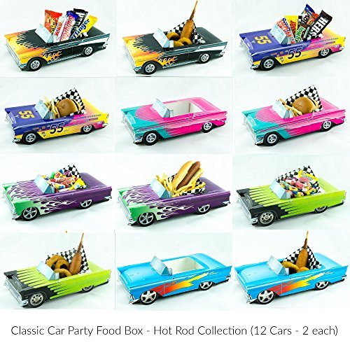 12 Classic Car Party Food Boxes Hot Rod Collection (2 ea