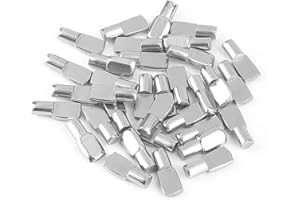 DELATANUS 6mm Shelf Pegs,Fit 6mm Diameter Hole Cabinet Furniture Spoon Shape Support Pins for Shelves Nickel Plated(40 Pieces)