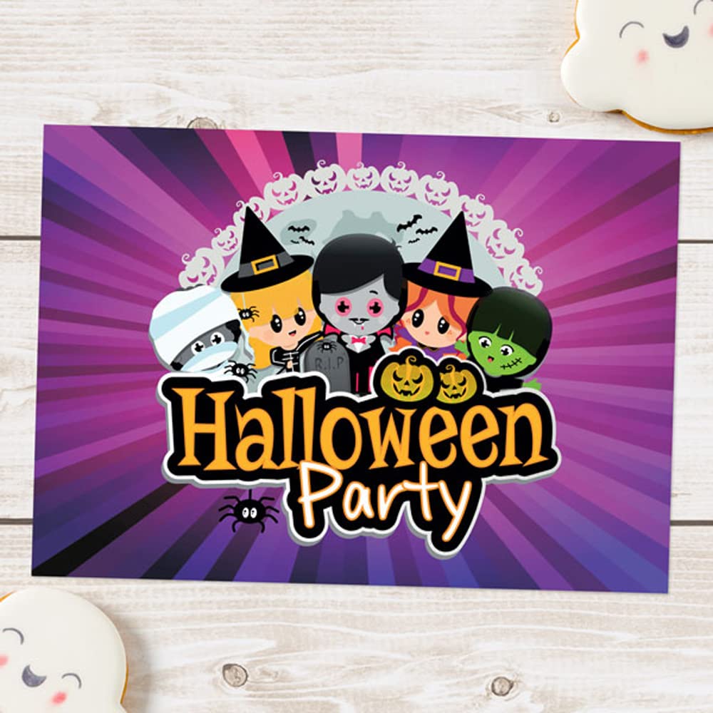 Dotty about Paper Halloween Party Invitations - Kids Halloween - Pack of 10, Bright, Fun, Boys and Girls. Ready to Write. Envelopes Included (440)