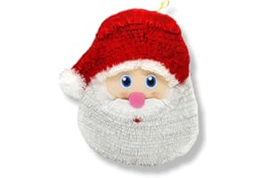 CTT CREATIONS CTT Christmas Tree Piñata - Large Decoration for Christmas - Santa Claus Face - 17-Inch, Tall Green - 3D Pinata - Navidad Pinata Resistente.