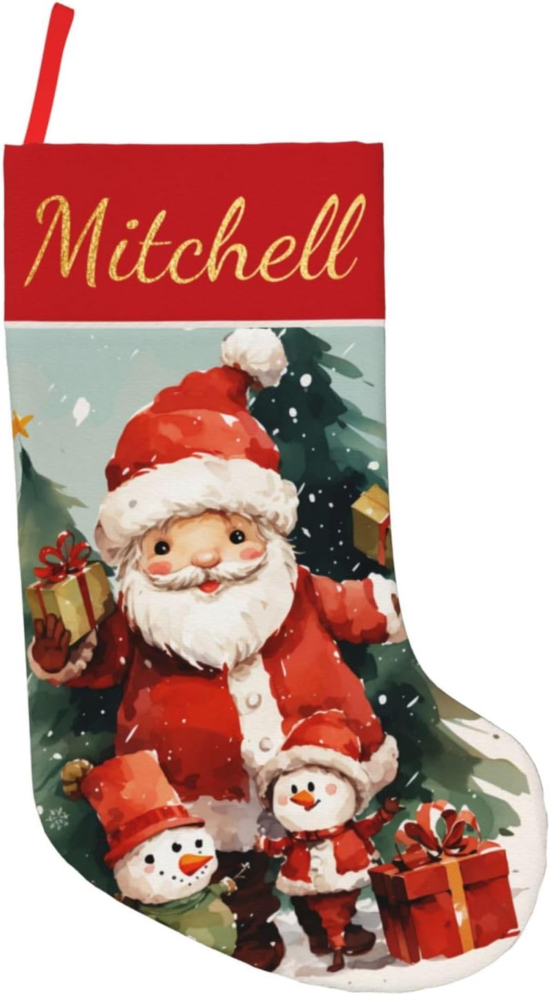 Stockings & Holders - Kreiphantom Personalized Christmas Stockings with Name Personalized Christmas Santa Style 2 Custom Christmas Stockings 18 Inch Xmas Holiday Decoration Gifts for Family Kids Friends