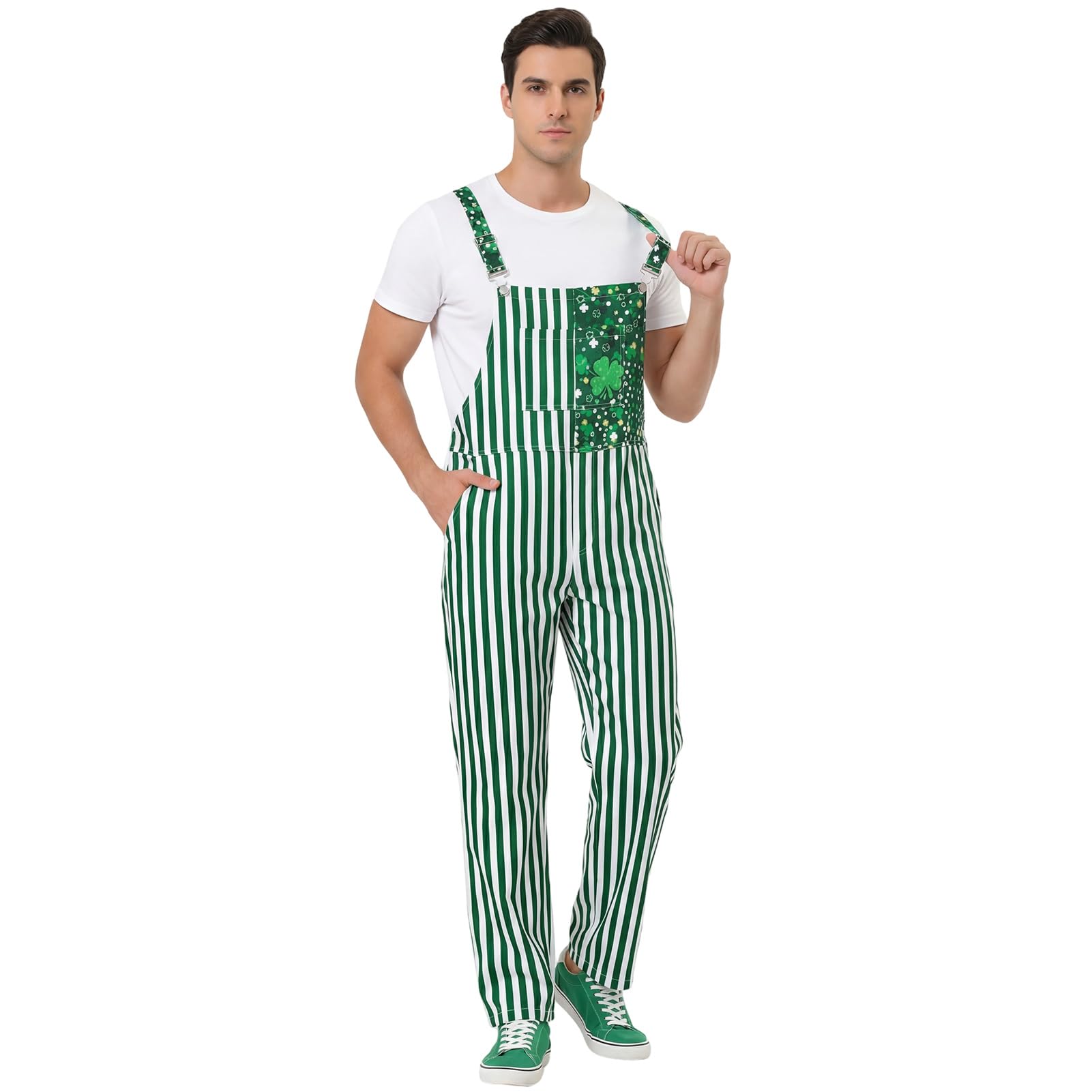 Suffolly Women's St. Patrick's Short Clover Overalls Costume (Style B, XXL)