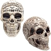 Halloween Zodiac &amp; Spirit Board Skulls 2 Pack 7" Human Skeleton Table Decor | Spooky 7" x 6.5" Gothic Bone Head Statues. Realistic Fall Home Props for Haunted Houses, Party Tables &amp; Halloween Decor.