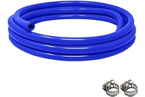 LUCKEG Gas Line Assembly Including Blue Beer Gas Line ID 5/16",OD 9/16" Length 10ft, CO2 Hose Clamps for Kegerator Draft Beer