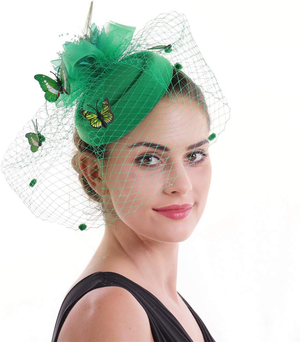 SAFERIN Fascinators Hat Flower Feather Net Mesh Kentucky Derby Tea Party Headwear with Hair Clip and Hairband for Women