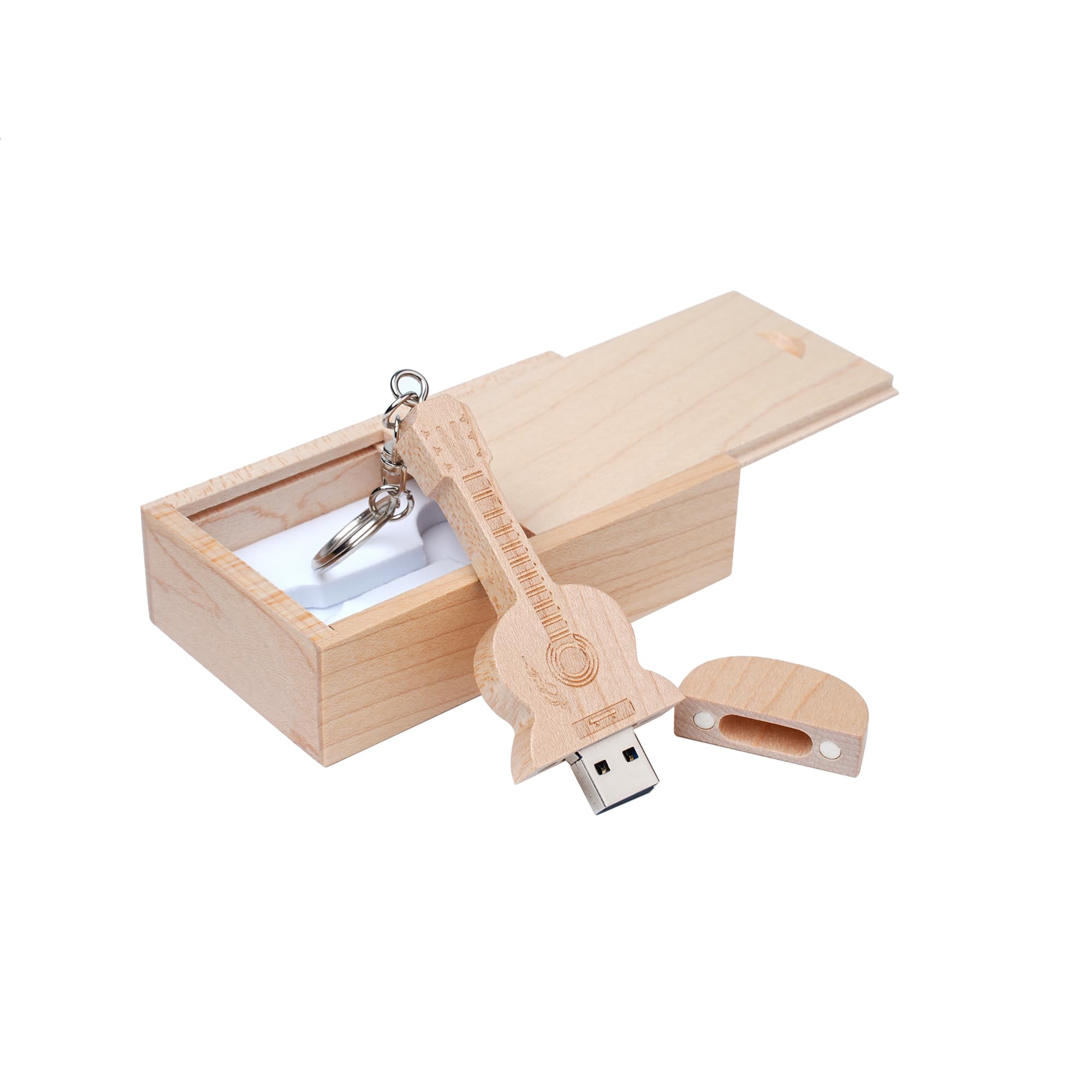 Meiyuexiang Maple Wood Guitar Shaped 32GB USB 2.0 Flash Drive in Wood Box