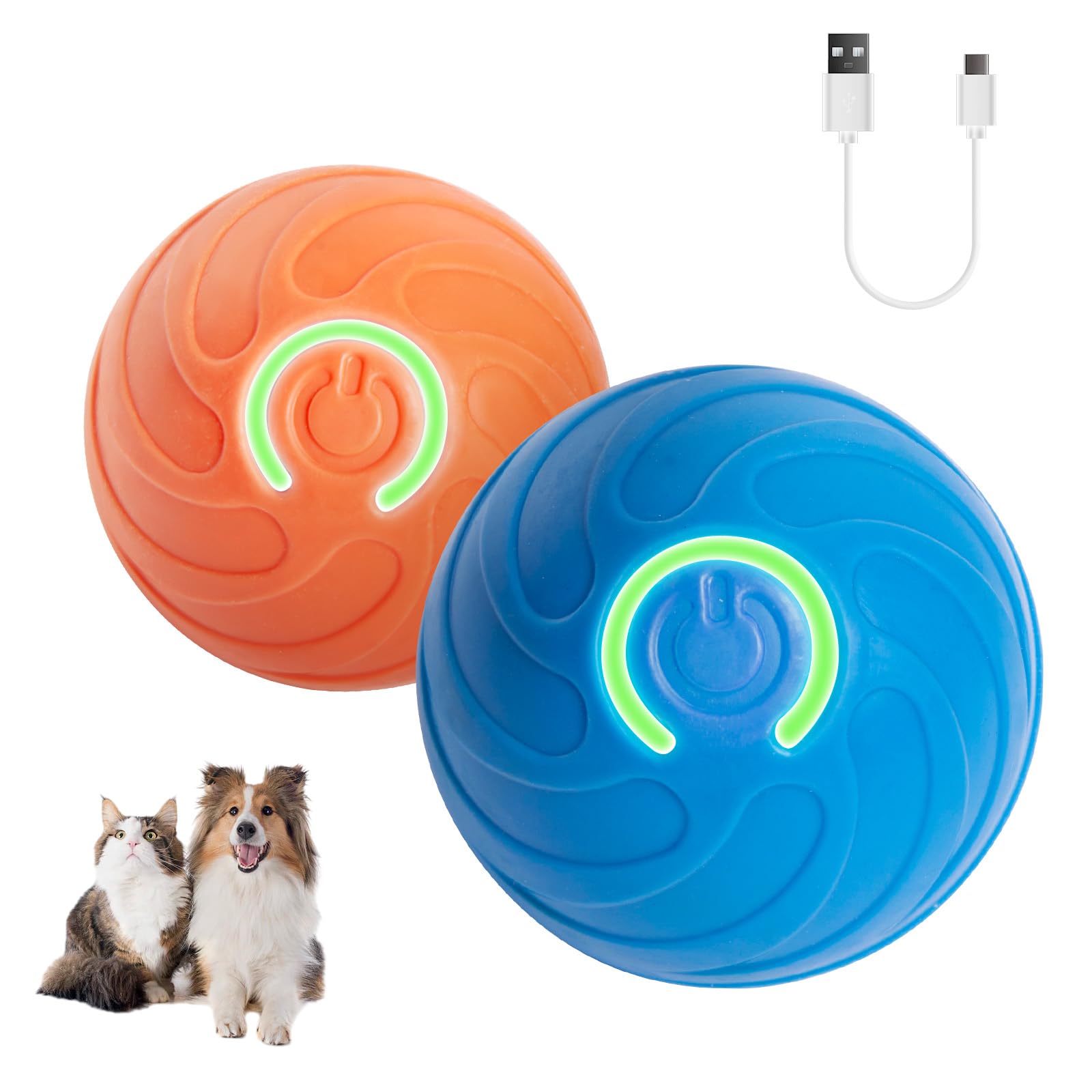 Photo 1 of KIYILEAF Interactive Dog Toy Ball for Indoor, Automatically Moving, Bouncing Ball Toy, USB-C Rechargeable (Blue+Orange)