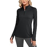 Cavva Women's Fleece Quarter Zip Pullover Running Shirt Thermal Long Sleeve Tee Athletic Workout Tops Thumb Hole