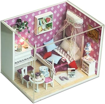 Docooler Doll House Dream House DIY Miniature House Building Kit Wooden Furniture Toys for Child Girl Boy
