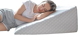 Bed Wedge Pillow with 1.5 Inch Memory Foam Top, (24 x 28 x 12 Inches), Removable and Washable Cover, Perfect for Sleeping or Reading, Leg Elevation, Back Support, LENORA 12 Inch Wedge