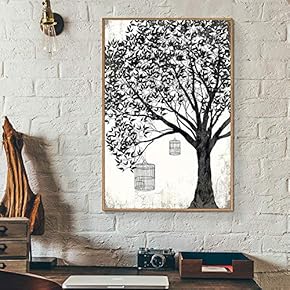 Framed Canvas Wall Art for Living Room, Bedroom Tree Illustration Canvas Prints for Home Decoration Ready to Hang - 16x24 inches
