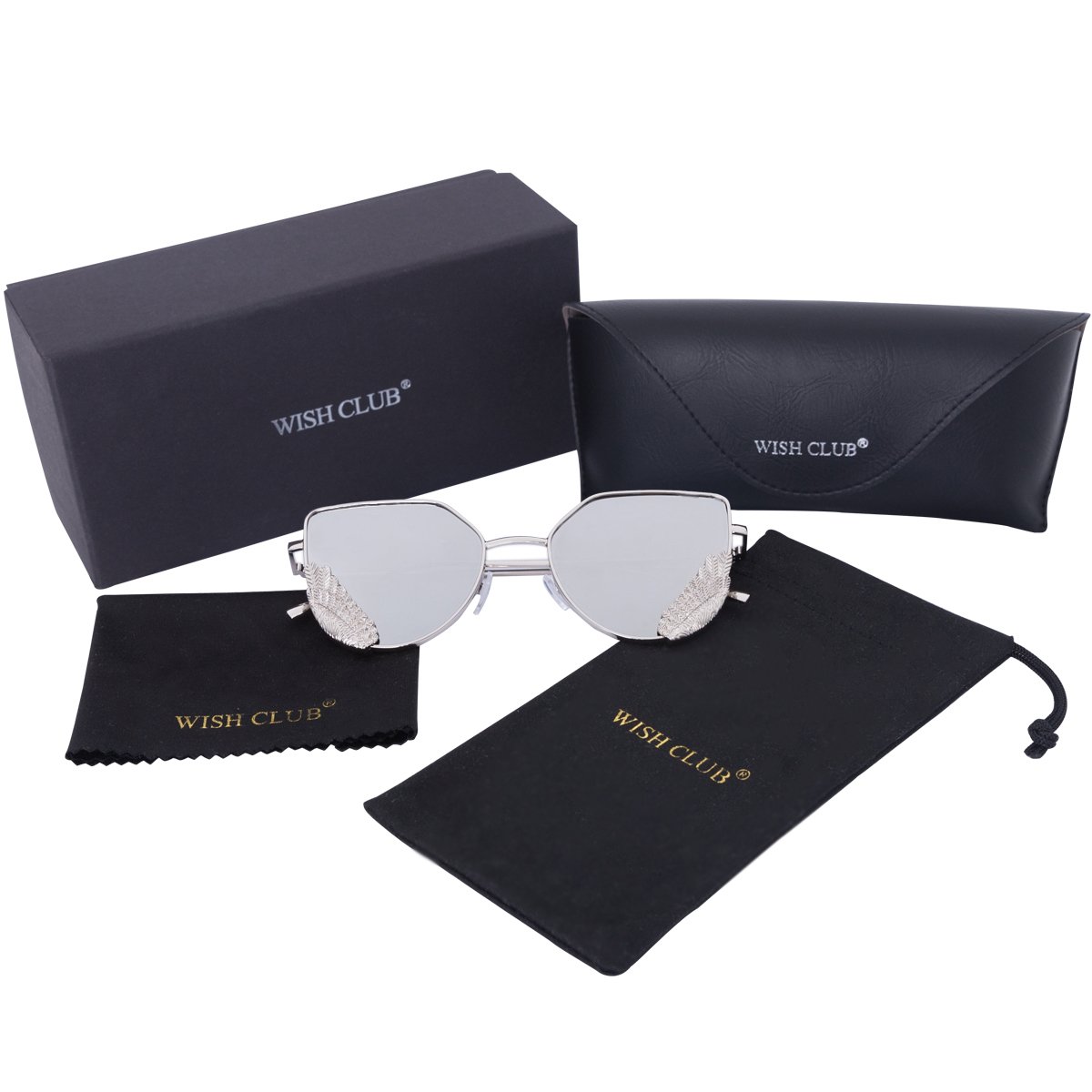 WISH CLUB Women Cat Eye Sunglasses Fashion Designer Transparent UV 400 Stylish Modern Party Glasses (Silver2)