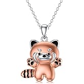 SIMONLY Red Panda Gifts 925 Sterling Silver Red Panda Necklace Jewelry for Women Daughter Friends BFF