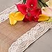 Outus Burlap Lace Table Runner Hessian Table Cloth for Country Outdoor Wedding Party Decor