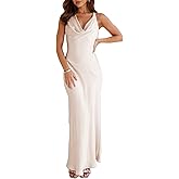 Women's 2026 Summer Satin Backless Elegant Dress for Wedding Guest Silk Sleeveless Cowl Neck Party Formal Maxi Dresses