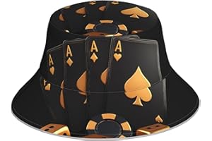 Qewfoju Casino Playing Cards for Unisex Bucket Hat Packable Travel Fishing Hat Summer Beach Sun Hats