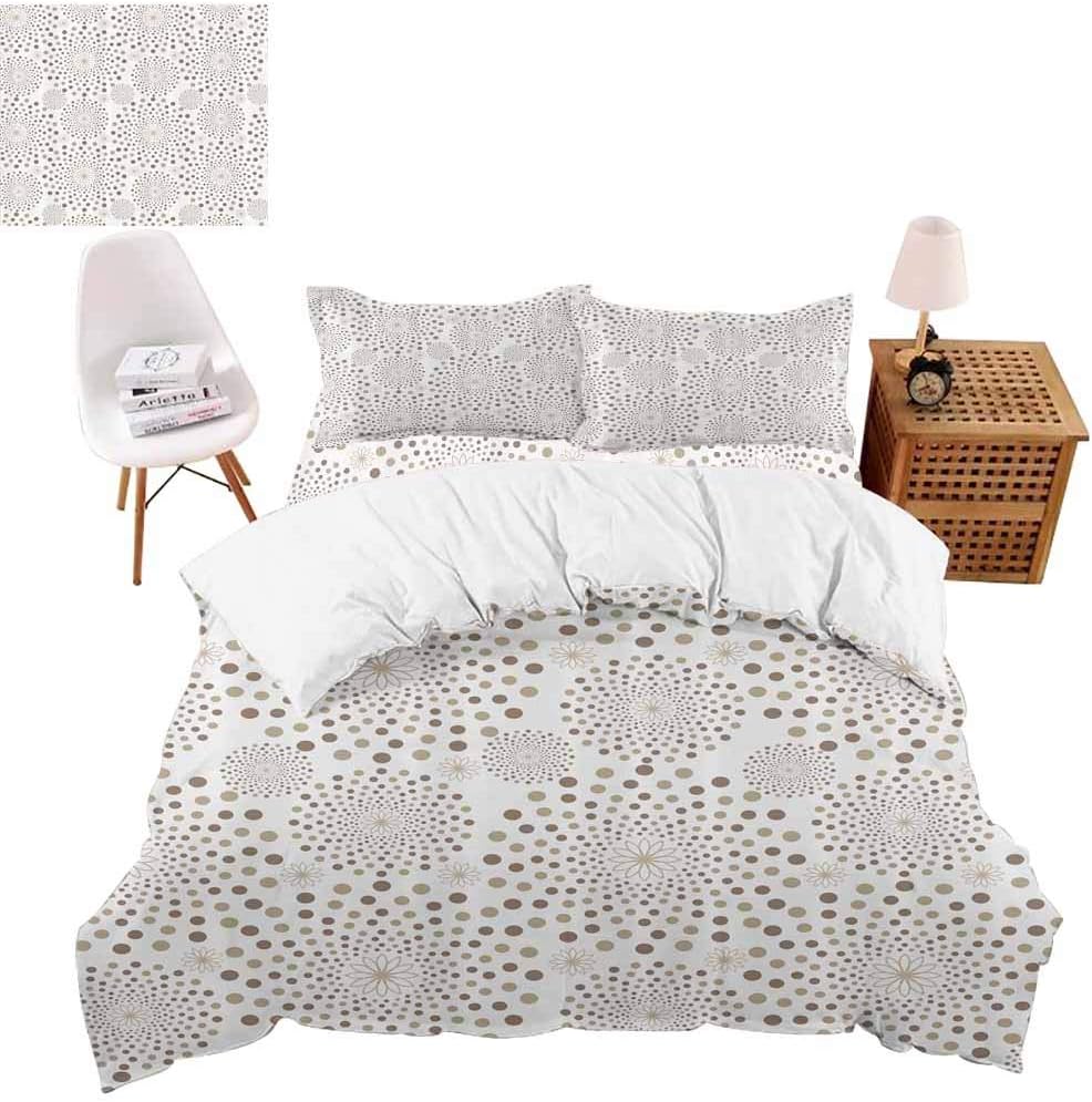 vroselv-home Duvet Quilt Cover Set, Nostalgia Circles Dots Bed Conforter/Quilt Cover Set Printed 4 Pieces with Fitted Sheet - California King Size/NO Comforter