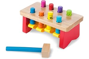 Melissa & Doug Deluxe Pounding Bench Wooden Toy with Mallet (E-Commerce Packaging, Great Gift for Girls and Boys – Best for 2, 3, and 4 Year Olds)