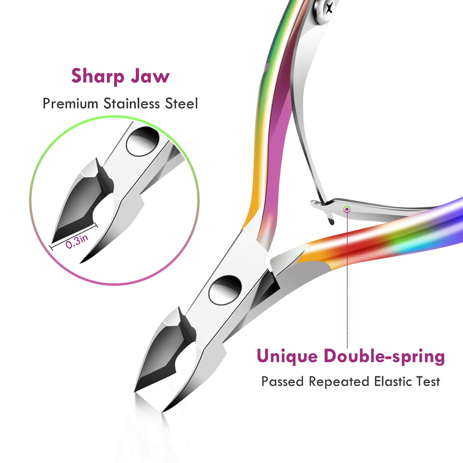Cuticle Trimmer Cuticle Remover with Cuticle Pusher, XUNXMAS Professional Stainless Steel Durable Pedicure Manicure Tools Cutter Nipper Scissor Clipper for Fingernails and Toenails Dead Skin - Image 2