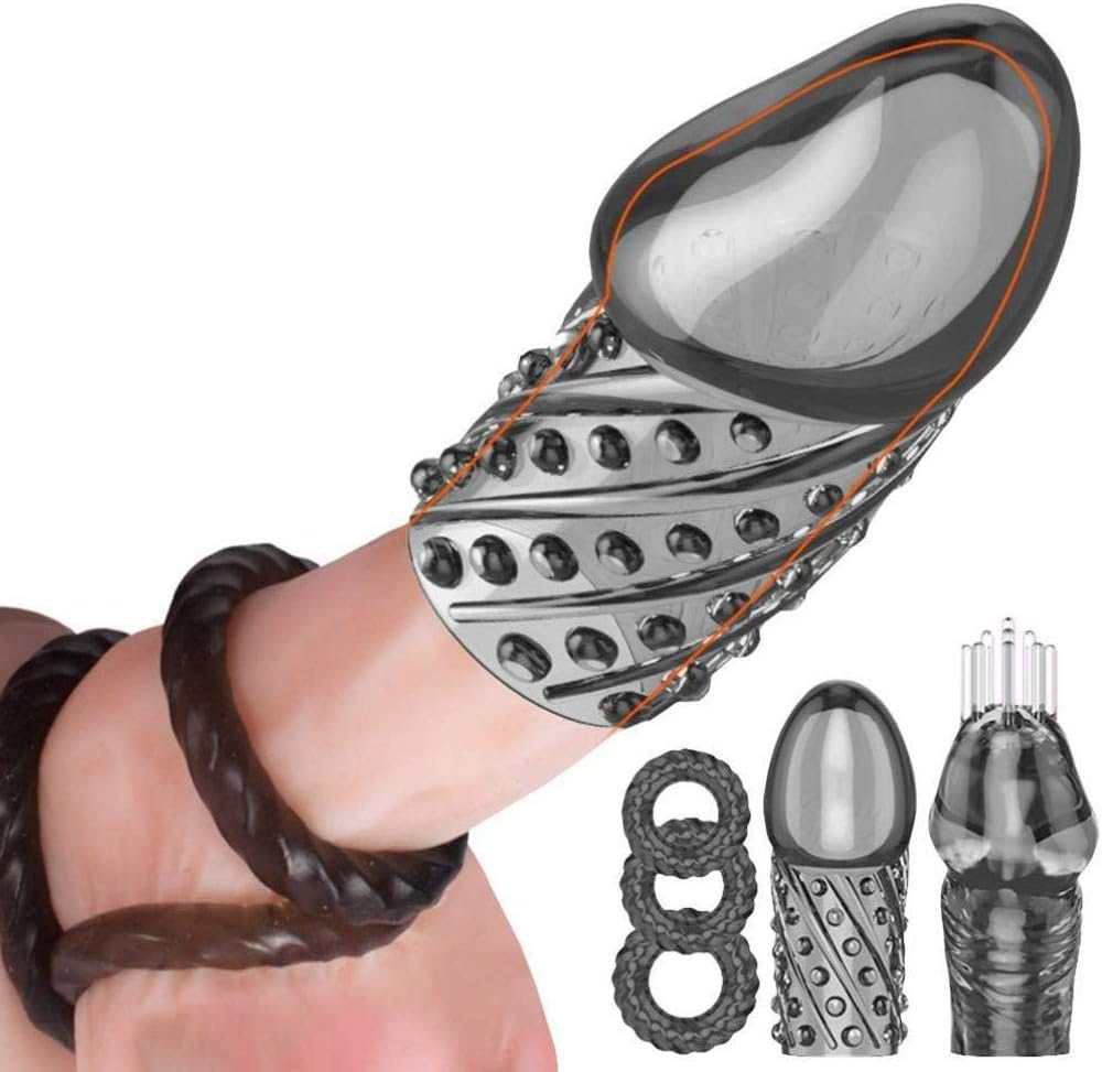 Silicone Extender for Men Enlarger Extension Shlastic Elastic Long Lasting Time Stamina Size Elongated Male Enhancer and Exercise Function.