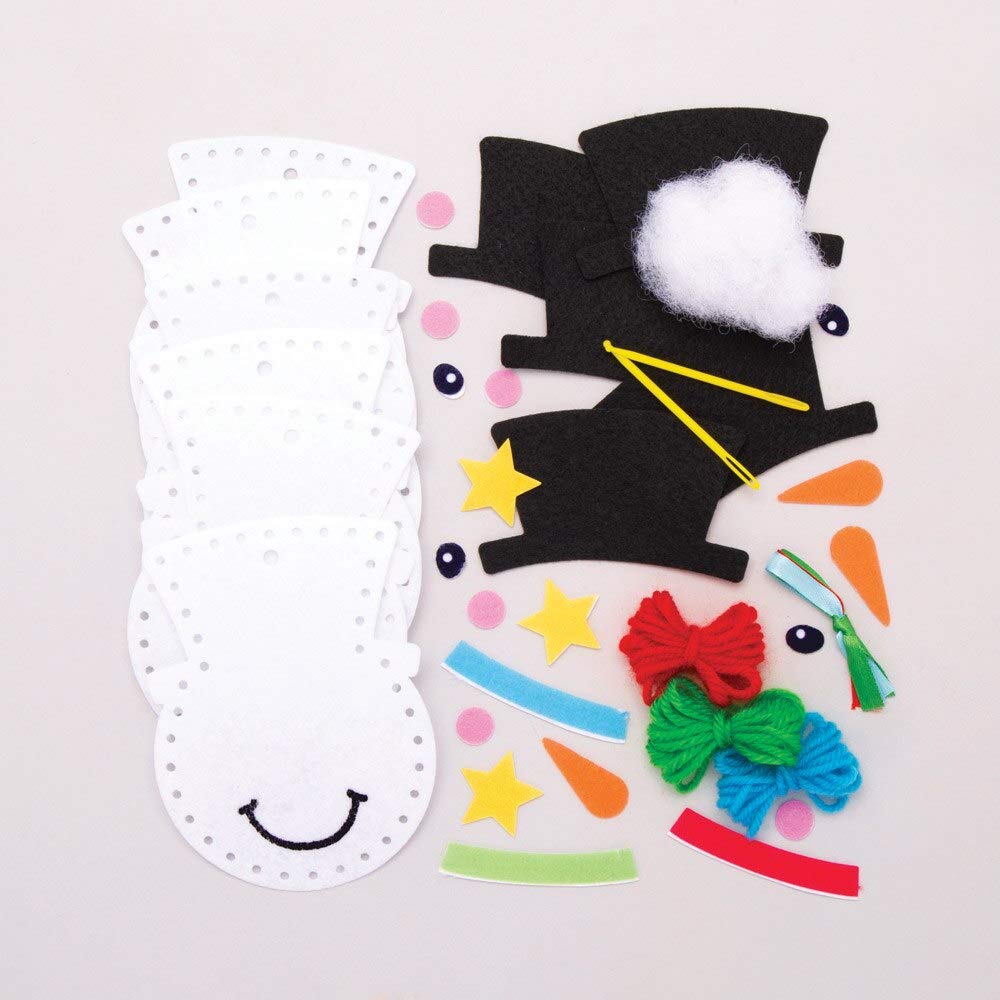 Baker Ross Snowman Decoration Sewing Kits, Christmas Arts and Crafts (Pack of 3), Assorted, 17.5 cm - Image 3