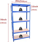 Panana 3x Heavy Duty 5 Tier Steel Garage Shelving Unit 1.8m Blue 280kg Shelf view 2