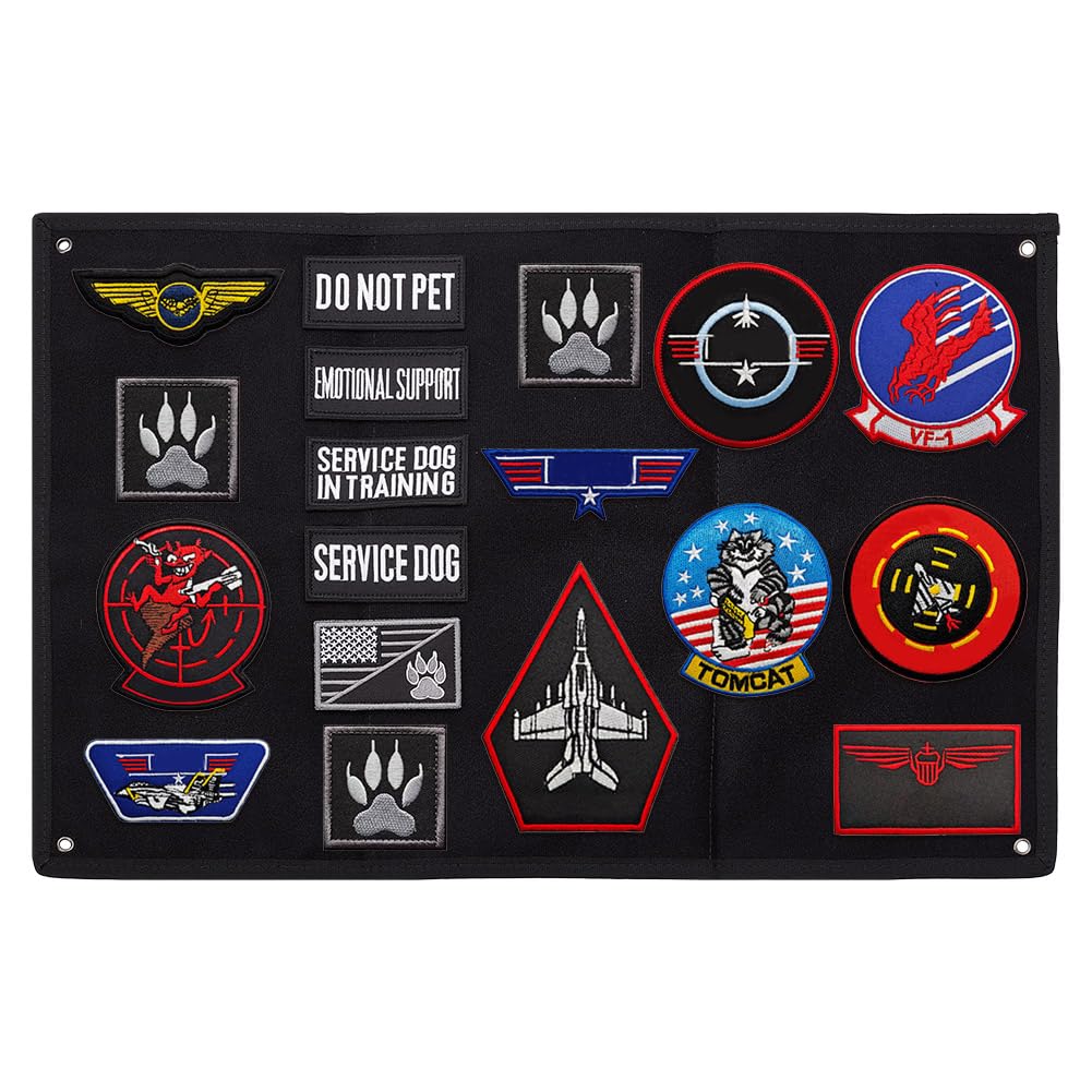 NBEADS 1 Pc 22.64" Long Military Combat Patch Holder, Black Foldable Loop Patch Panel for Badge Storage Display Armband Finishing Cloth Wall Showcase