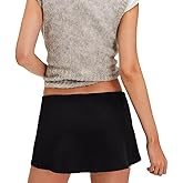 Baynoyia Women's Mini Skirt with Shorts Elastic Waist Solid Color A-line Micro Skort Y2K Sexy Short Skirt