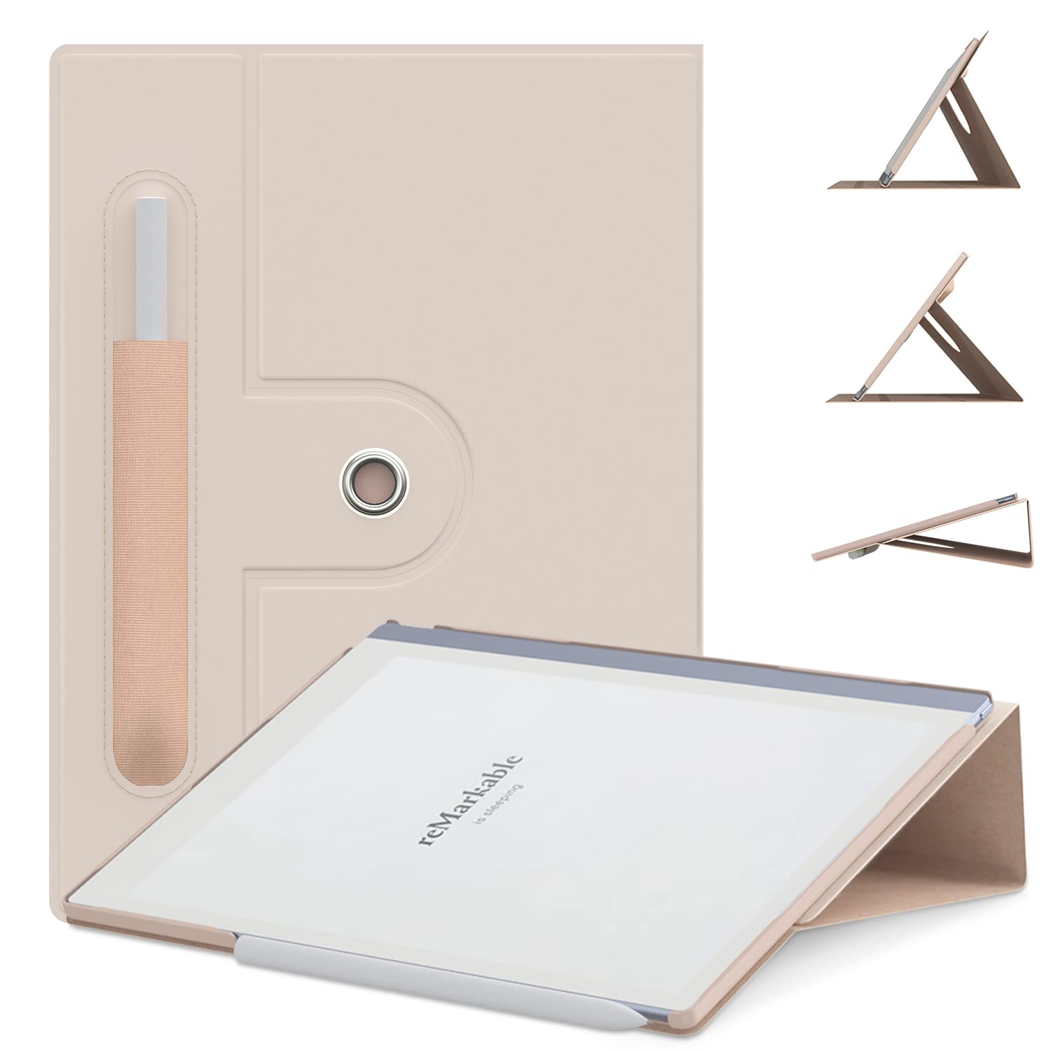 Slim Lightweight Book Folios Case for Remarkable 2 10.3 inch Digital Paper(2020 Released),360 Degree Rotating Stand Cover for Remarkable 2 10.3 inch Digital Paper,with Pencil Holder (Rose Gold)