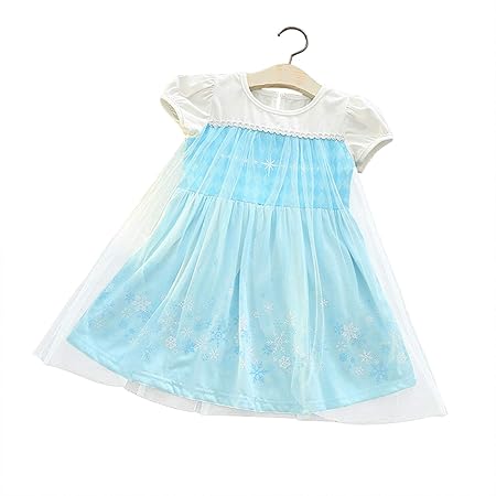 Amazon Misoamiso アナと雪の女王 プリンセス 子供用 ドレス キッズ 半袖 ワンピース アナ エルサ アナ雪 コスチュームドレス なりきり プリンセスドレス ハロウィン コスプレ エルサ 110 キッズコスチューム おもちゃ