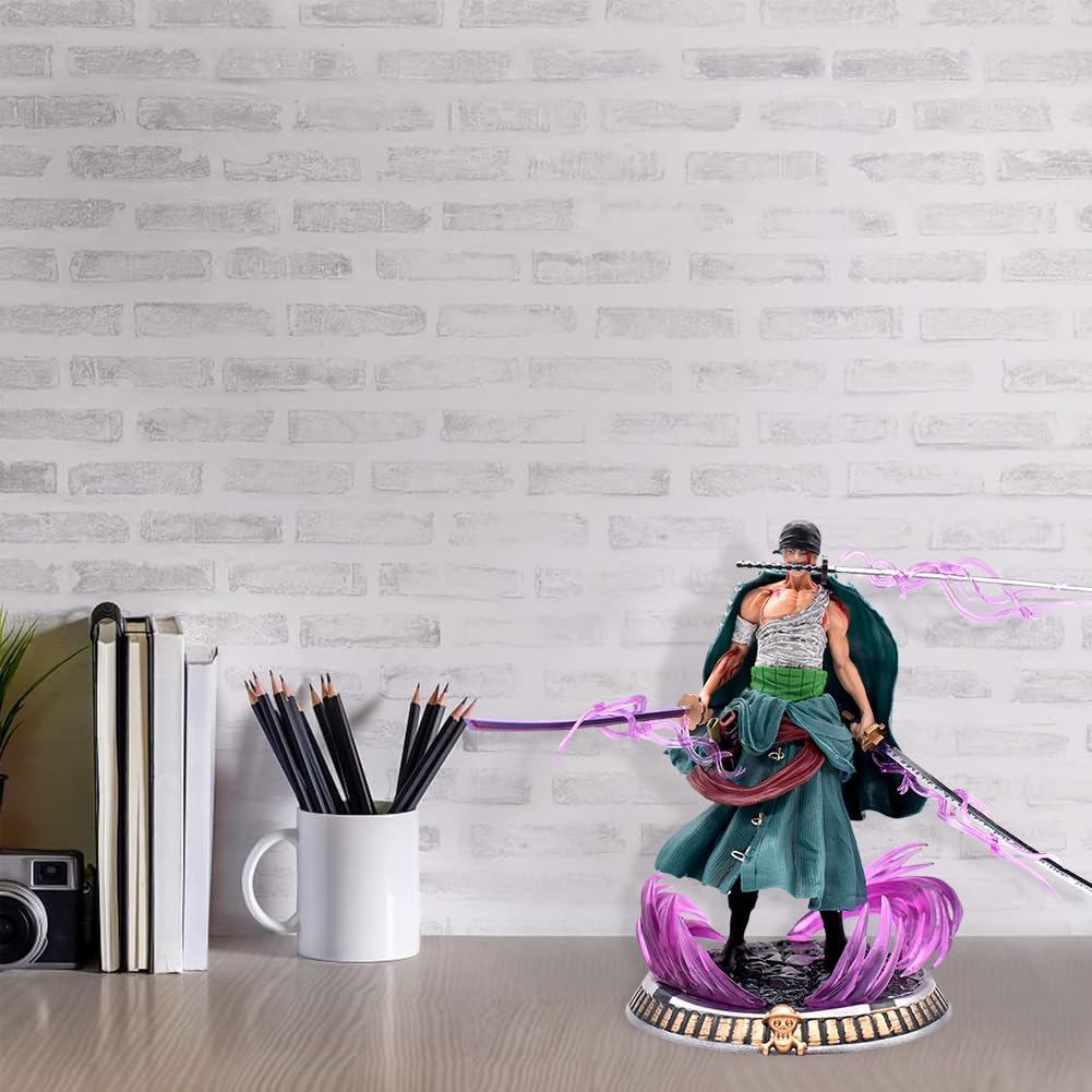 Figura Anime Zoro Roronoa 22 Cm | Statuetta PVC One Piece Con Base E Spade | Modello Da Collezione
