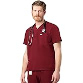 Peelz Brian 2-Pocket V-Neck Basic Men's Scrub Top for Men - Short Sleeve Scrubs, Soft Stretch Fabric, Slim Fit